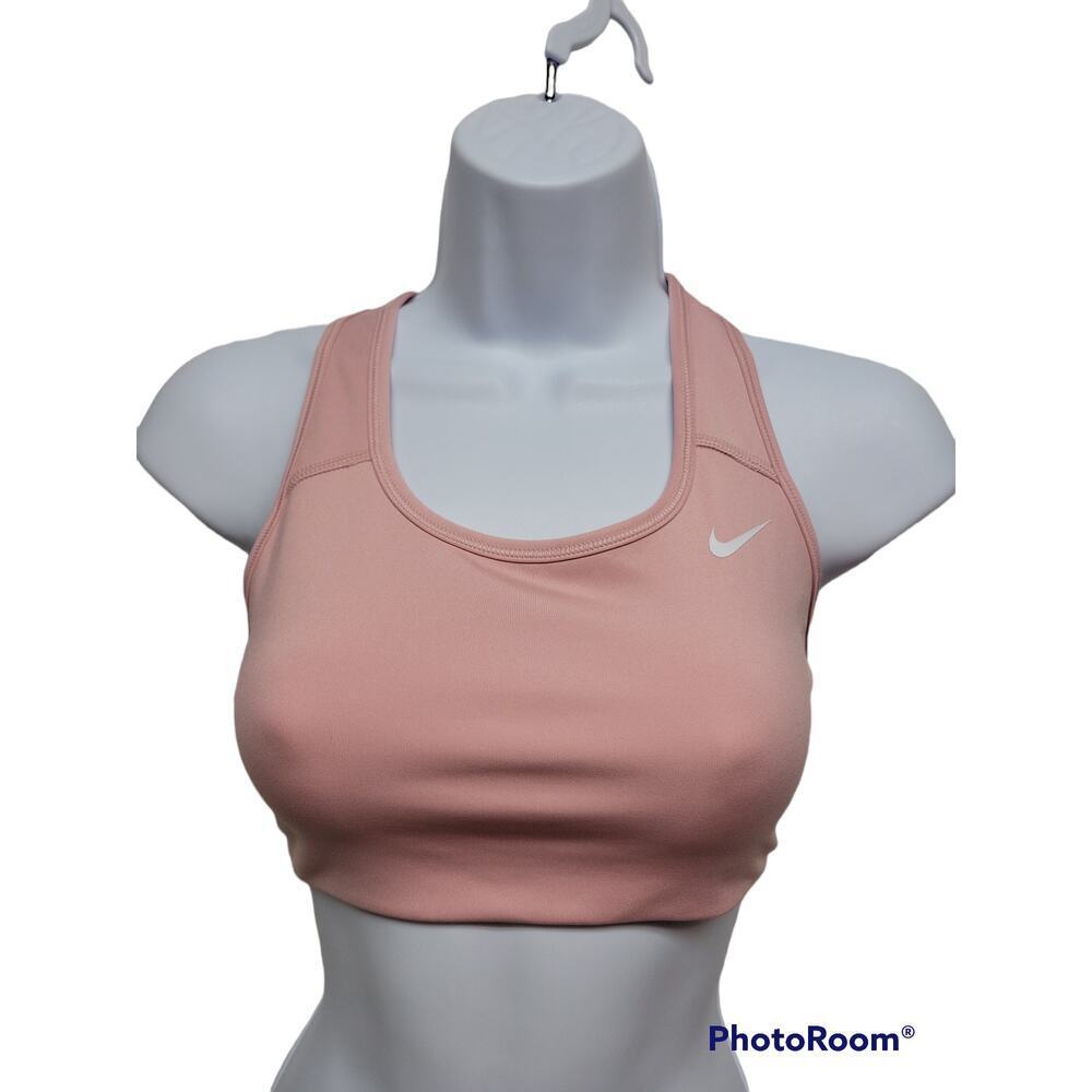 Nike Women's Pink Racerback Swoosh Sports Bra Small